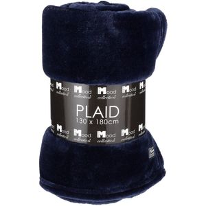 Mica Decorations Famke Fleece Plaid - L180 x B130 cm - Donkerblauw