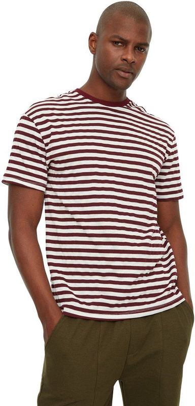 Trendyol Geel Gestreept T-Shirt Voor Heren