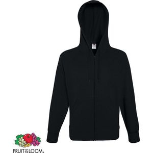 Fruit of the Loom hoodie vest met rits lichtgewicht maat L (zwart)