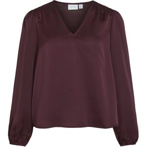 Vila Blouse Viellette Smock Satin Top - Noo 14114163 Fig Dames Maat - W38