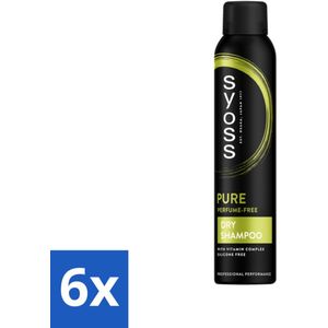 6 x SYOSS - Pure Fresh Droogshampoo - Shampoo - Langdurige Styling - 200ml - Droogshampoo - Fris Haar - Haarverzorging - Sjoss - Droogshampoo Zonder Siliconen