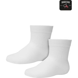 Bonnie Doon Basic Sokken Baby Wit 0/4 maand - 2 paar - Unisex - Organisch Katoen - Jongens en Meisjes - Stay On Socks - Basis Sok - Zakt niet af - Gladde Naden - GOTS gecertificeerd - 2-pack - Multipack - White - OL9344012.103