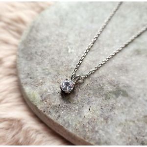 Jewels88 Zilveren Ketting Diamant - Dames Ketting- RVS Stainless Steel- Vrouw