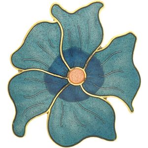 Behave®  Broche bloem blauw - emaille sierspeld -  sjaalspeld