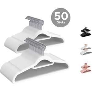 Life's Green® Velvet Hanger - Fluwelen Kleerhangers - 50 Stuks - Kledinghangers - Anti-slip - Velvet - Wit