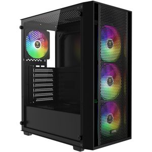 Gamdias Aura GC2 RGB Gaming Case Inclusief 550W Voeding - Game PC / Computer Behuizing met 550 Watt voeding - Inclusief 4x aRGB Fan met LED Verlichting