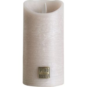 PTMD LED kaars Rustiek Beige 5,5 x 5,5 x 12,5 cm - LED Light Candle rustic sand moveable flame - XS
