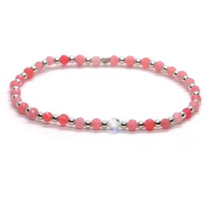Meisjes armband swarovski zilver koraal pink 3 mm