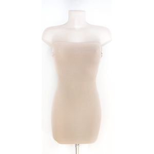 Strapless basic jurk - Beige/creme - Korte jurk zonder bandjes - Aansluitende jurk - Veel stretch - Mini dress - One-size - Een maat
