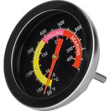 Krumble Barbecuethermometer - BBQ - Vleesthermometer - Kookthermometer - Keukenthermometer - Temperatuur meter RVS - Tot 400 graden - Geschikt voor Weber & Houtskoolbarbecues - 5 x 5 x 5,5 cm (lxbxh) - Zwart en zilver