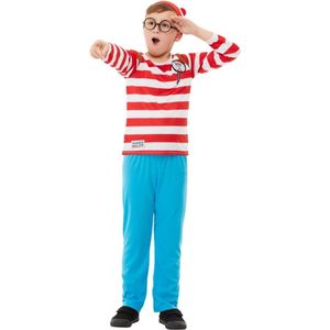 Smiffy's - Where's Wally Kostuum - Waar Is Wally Verstopt - Jongen - Blauw, Rood - Tiener - Carnavalskleding - Verkleedkleding