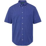 Boston Park - Heren - Boston Park overhemd van piqué korte mouwen bloemenmotief - Kobaltblauw - Maat 3XL