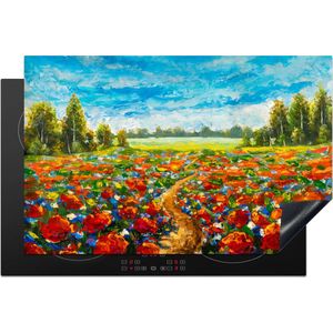 KitchenYeah® Inductie beschermer 81x52 cm - Schilderij - Olieverf - Bloemen - Natuur - Kookplaataccessoires - Afdekplaat voor kookplaat - Inductiebeschermer - Inductiemat - Inductieplaat mat
