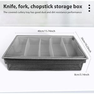 Nevolis Bestekbak laden draagbaar bestek-opslag met deksel verstelbare bestek-organizer camping luif reizen keuken 43 x 26 x 10 cm. .