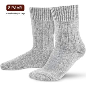 Sukats® Alpaca Sokken - Wollen Sokken - Warme Sokken - 8 Paar - Maat 43-46 - Grijs - Verwarmde Sokken - Wintersokken - De Moderne Geitenwollen Sokken Heren