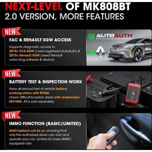 OBD2 Scanner - Diagnosecomputer - Slimme diagnosetool - Foutverwijdering - Actieve test voor sleutelcodering - Automotivo Autodiagnose Scantool - Zwart