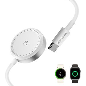 2 in 1 Draadloze Oplader geschikt voor Apple Watch 1 t/m 10 SE Ultra & Samsung Galaxy Watch 4 5 6 7 Oplaadkabel 1 Meter - Omkeerbaar Ontwerp - 1 Meter
