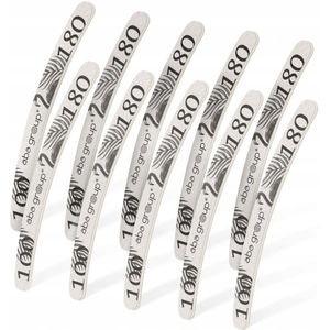 Aba Group - Professionele Nagelvijlset - Dubbelzijdige Nagelvijlen - 10 Stuks - Gradatie 100/180 - Gebogen Vorm