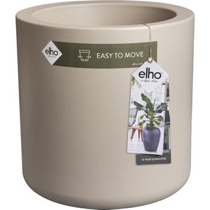 Elho Pure Cilinder Wheels 40 - Grote Bloempot voor Binnen en Buiten - Gerecycled Plastic - Ø 39.5 x H 40 cm - Balanced Beige