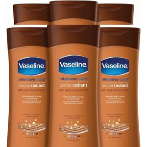 Vaseline Cocoa Radiant - 6 x 400 ml - Rijke Hydratatie - Zachte en Stralende Huid