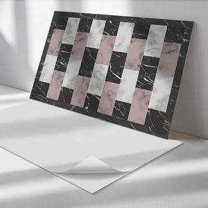 Wallfluent Vinyl Wandpaneel - Marmeren tegelpatroon Wandpaneel PVC - 100 cm x 50 cm - Zwart Vinyl Wandpaneel - Set van 1 - Rechthoekig Wandbekleding Vinyl - Texturen Wandpaneel - Zelfklevend Wandpaneel - Wandpaneel Keuken en Badkamer