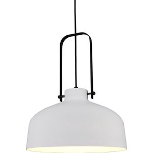 Hanglamp Mendoza Wit/Zwart - Ø37,5cm - E27 - IP20 - Dimbaar > lampen hang wit zwart | hanglamp wit zwart | hanglamp eetkamer wit zwart | hanglamp keuken wit zwart | led lamp wit zwart | sfeer lamp wit zwart