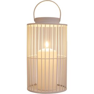 Anna Collection Windlicht/kaarsenhouder buiten lantaarn - wit - 15 x 26 cm - metaal - Incl. LED kaars - tuinlampen