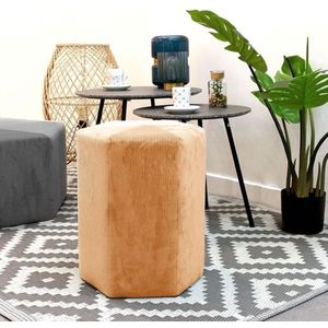 Velvet Design Poef - L. 35 X H. 35 Cm - Mosterdgeel