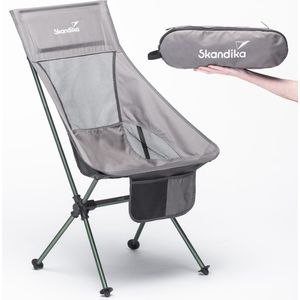 Skandika Campingstoel Compact – Campingstoelen – Campingstoel tot 150 kg belastbaar - Kampeerstoel, Visstoel, kleine pakmaat, opvouwbaar, stabiel, licht, comfortabel gepolsterd – Draagtas meegeleverd - Vouwstoel - Kampeermeubelen – grijs/groen