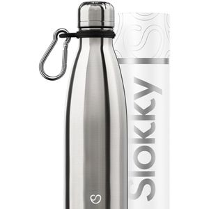 Slokky - Element Silver Thermosfles & Mono Black Karabijnhaak - 500ml