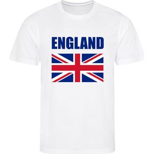 WK - Engeland - England - T-shirt Wit - Voetbalshirt - Maat: 122/128 (S) - 7 - 8 jaar - Landen shirts