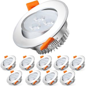 LED inbouwspot 3W 10 stuk Koud wit 6500k 245LM Niet dimbaar