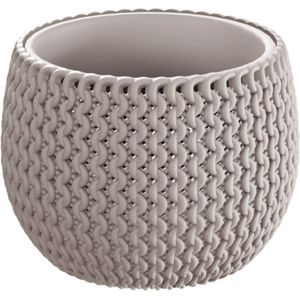 1x Stuks ronde taupe Splofy kunststof bloempotten/plantenpotten 1,4 liter - 18 cm - Tuin/woon decoratie