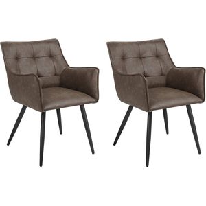 Rootz Eetkamerstoelen Set van 2 - Fauteuils - Kunstleren stoelen - Comfortabel en ergonomisch - Stevig metalen frame - Modern design - 57 cm x 80 cm x 57 cm