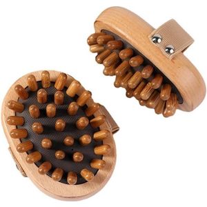 Cellulitis Massage Borstel - 2 stuks - Lichaams Massage Roller - Nekroller - Anti Cellulitis - Huidborstel - Huidverbetering - Cellulite handborstel - voor een gladde, afgezwakte huid - natuurlijke houten exfoliërende massageborstel