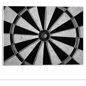 Forex - Midden van het Dartbord (Zwart Wit) - 40x30cm Foto op Forex