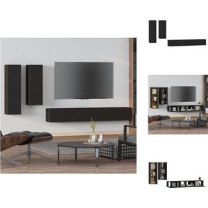 vidaXL Wandgemonteerde tv-meubelset - Zwart - 30.5 x 30 x 110 cm - 30.5 x 30 x 90 cm - 2x 100 x 30 x 30 (L x B x H) - Kast