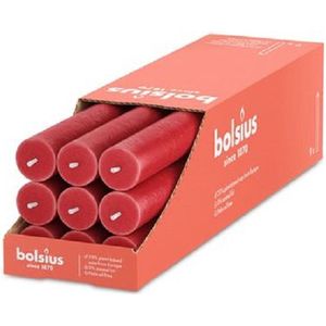 Bolsius - rood rustiek tafelkaarsen- dinerkaarsen 9 stuks (13 uur) Delicate Red