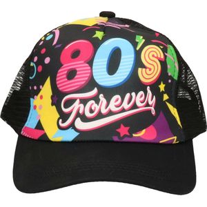 Fiestas Foute 80s/90s print party pet - zwart - jaren 80/90 verkleed accessoires - volwassenen onze size