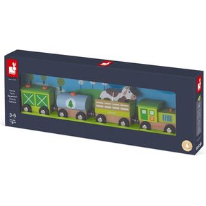 Janod Story - Boerderij Trein - Magnetische Trein - 4 Magnetische Auto's En 1 Koe - Geschikt Vanaf 3 Jaar