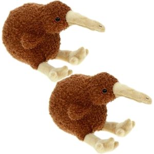 Set van 2x stuks pluche kiwi vogel knuffel 19 cm - Dieren speelgoed knuffels