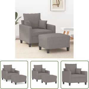 The Living Store Fauteuil Metaal en Stof - Taupe - 78x77x80 cm - Comfortabele zitting en voetenbank - Duurzaam en modern design - Draagvermogen 110 kg
