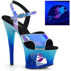 Pleaser - MOON-711MER Sandaal met enkelband, Paaldans schoenen - Paaldans schoenen - 41 Shoes - Blauw