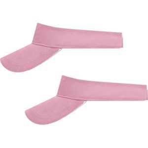 Set van 4x stuks zonneklep roze uni kleuren 47 cm - zonnehoedjes voor volwassenen roze/wit