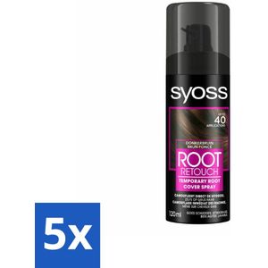 5 x SYOSS - Uitgroeispray Donker Bruin - Snelle Tussenoplossing voor Uitgroei - Uitgroeispray - Haarkleur - Haarkleurtechniek - Haarkleuring - Haarkleuring Tussenoplossing
