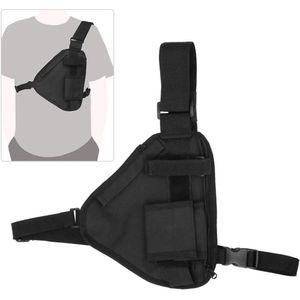 Portable Vest Chest Bag Pencil Case | Zwart | Verstelbare riem | Walkie Talkie | Radio Harnas