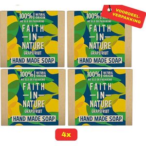 Faith In Nature Soap Bar - Grapefruit - 4x100g - Voordeelverpakking!