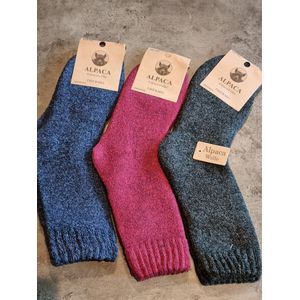 3 Paar - Alpaca Wollen Sokken - Maat 35-38 - Thermo - Wintersokken - Huissokken - Vrijetijd Sokken - Werksokken