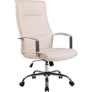 Bureaustoel - Ergonomische bureaustoel - Design - In hoogte verstelbaar - Kunstleer - Crème - 63x72x124 cm