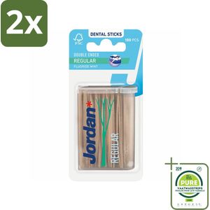 Jordan Tandenstokers Double Ended Regular 100 stuks per verpakking - Voordeelverpakking - 2 stuks - Tandenstokers - Tanden reinigen